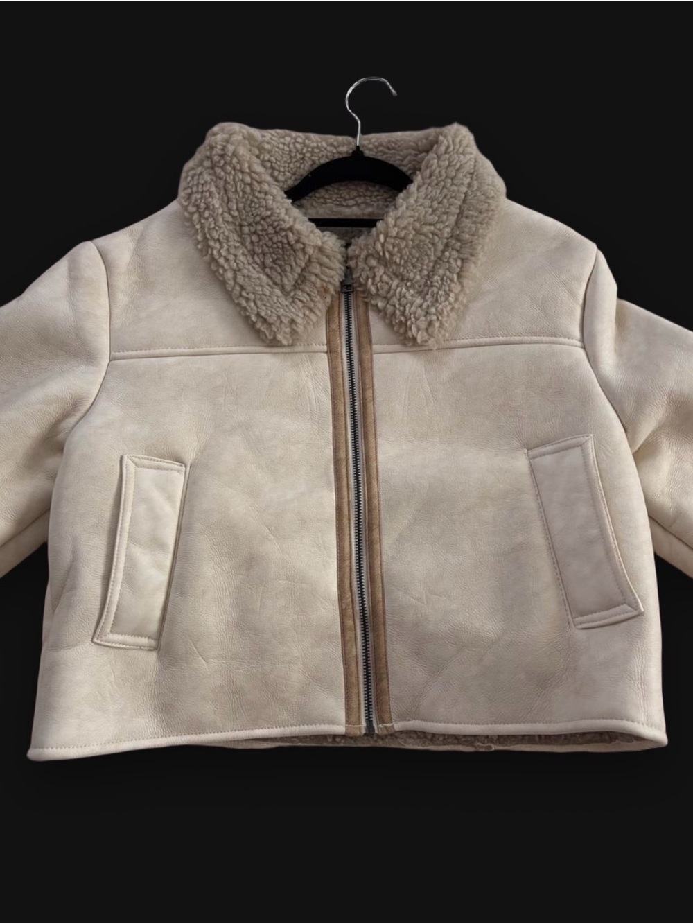 Discovery Cream Faux Shearling Zip Jacket